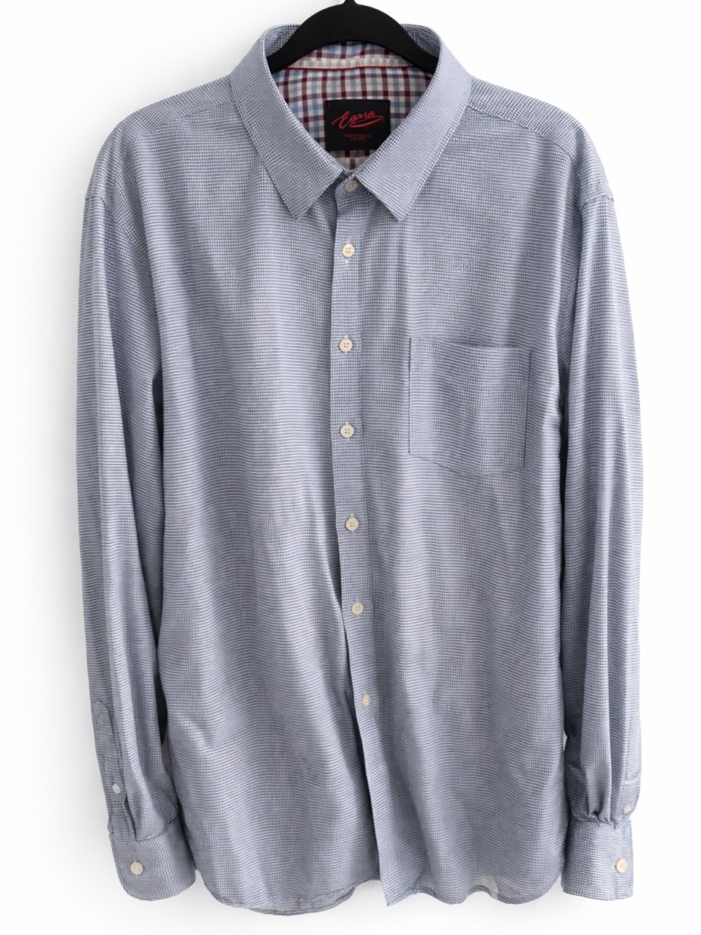 Maceoo Blue Micro Check Dress Shirt Mens 3XL Slim Fit Button Up